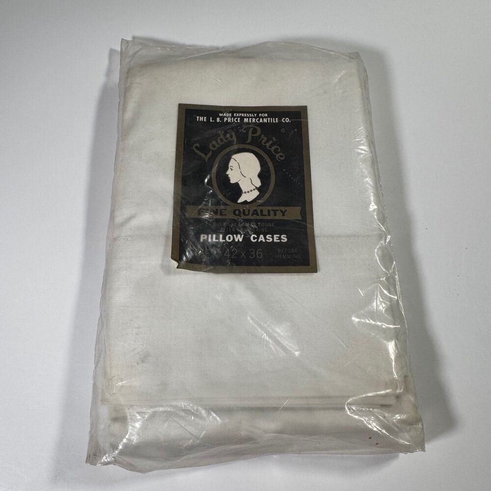 Vintage Lady Price Pillow Cases LB Price Mercantile Set Pack NOS Deadstock 42x36